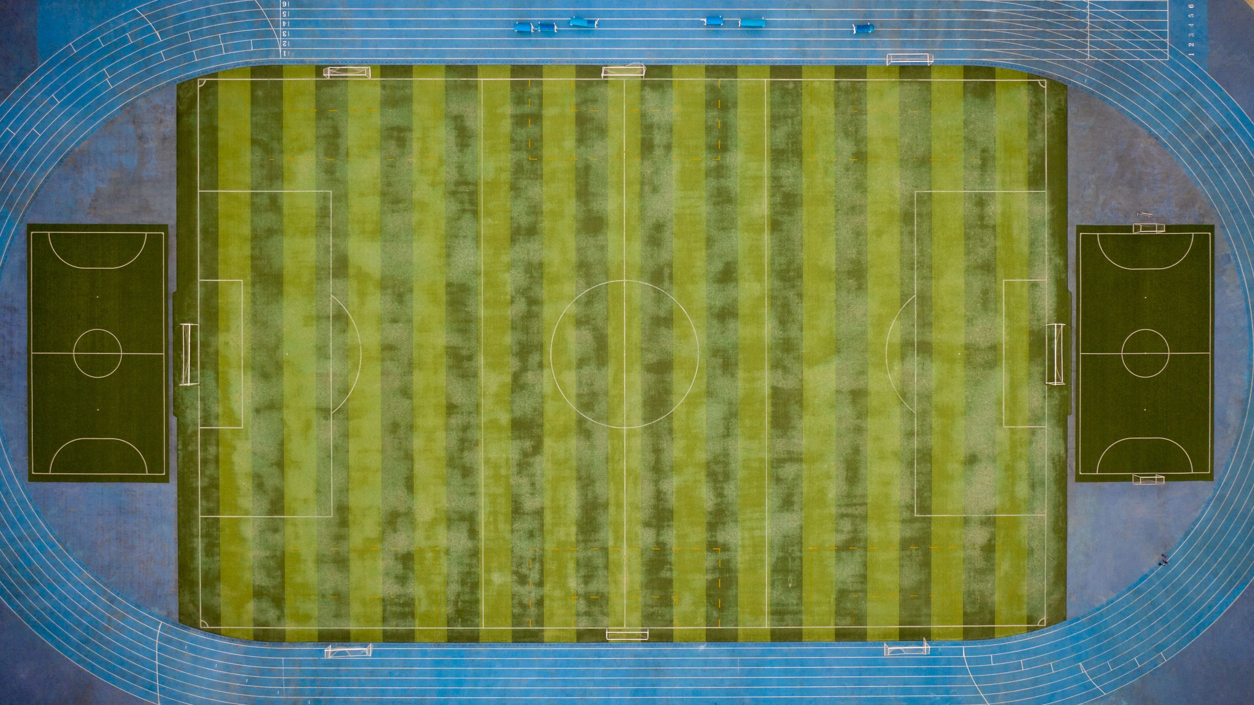 Drone photography Shenzhen China, football field. Photographer Tuomas Harjumaaskola.
