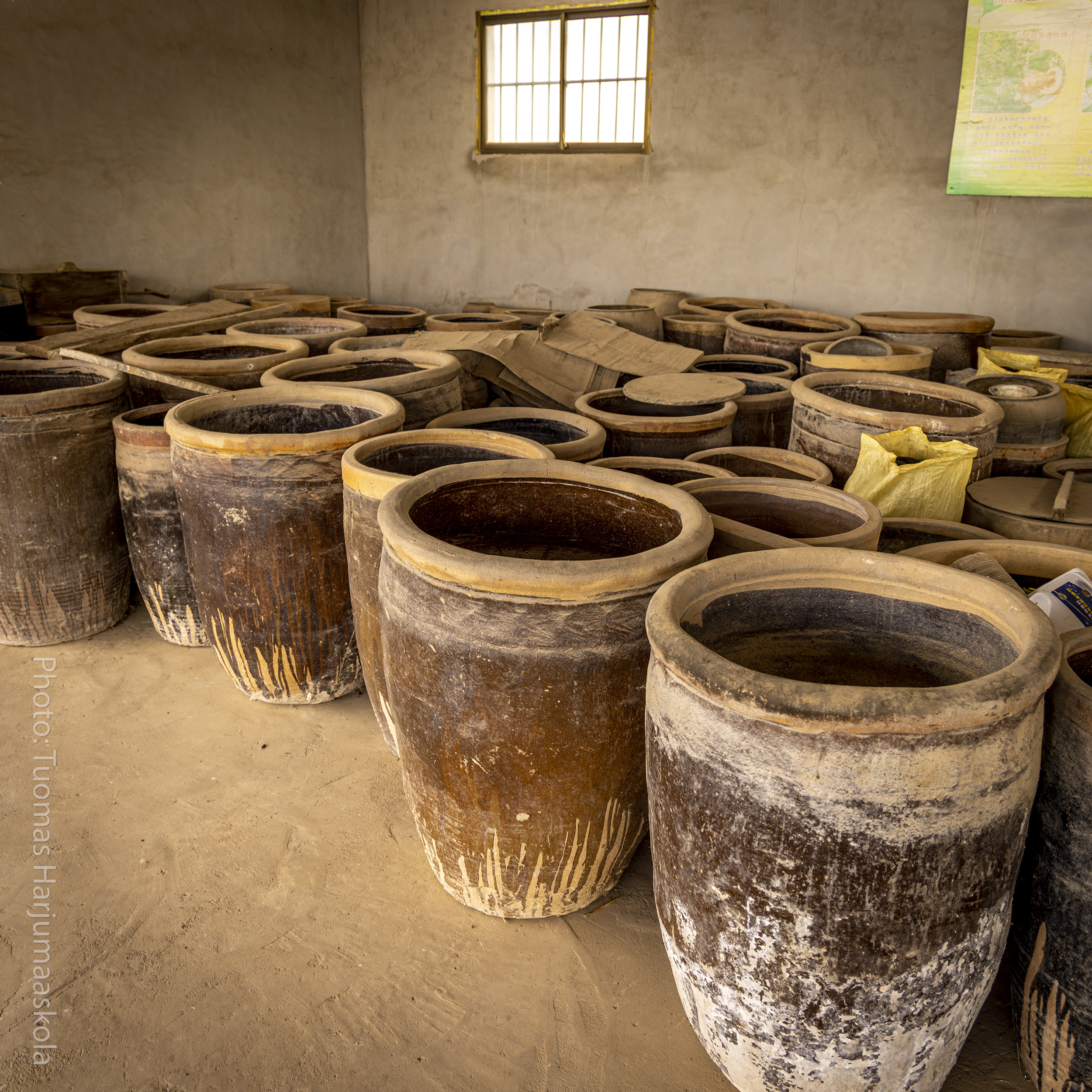 A collection of old, big Chinese crocks, vases, for water. Photographer Tuomas Harjumaaskola.